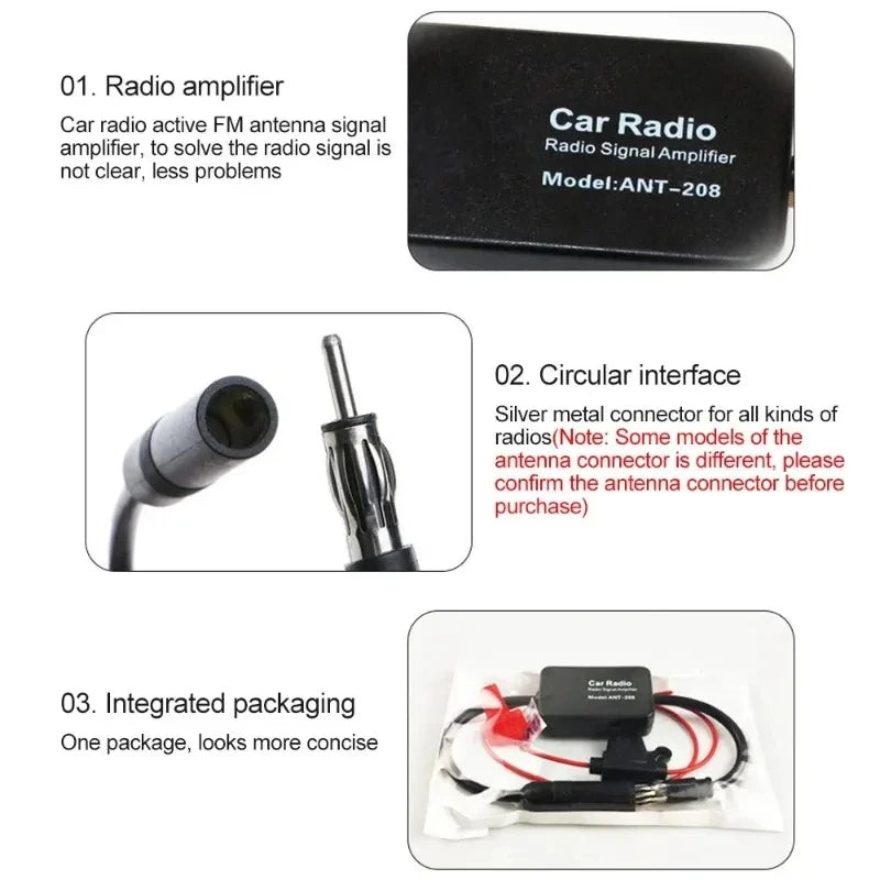 Auto Car Radio FM Antenna Signal Booster Amplifier ANT-208 Enhancer Device Android Player Antenn - Automotive LED Light