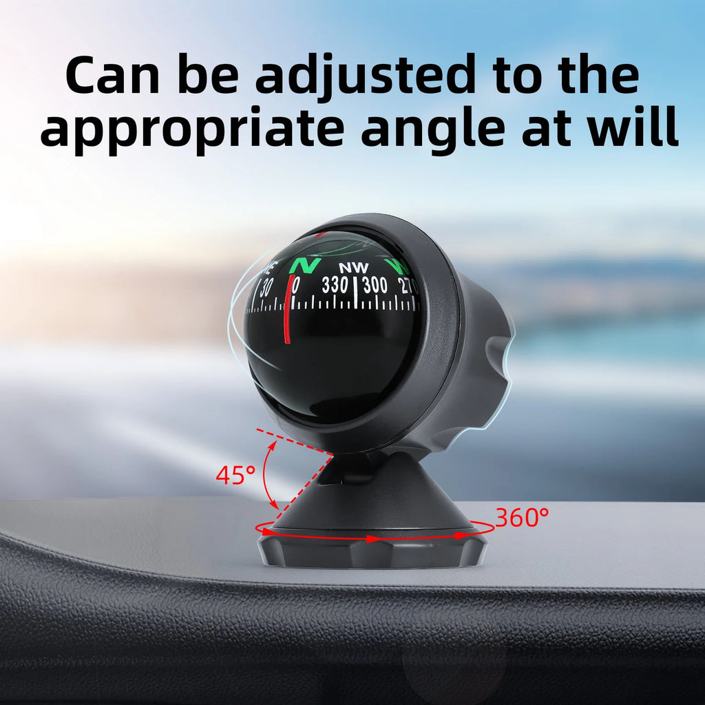 AD Mini Car Navigation Compass 360 ° Rotary Adjustable Spherical Dashboard Guide Compass For Boa - Automotive LED Light