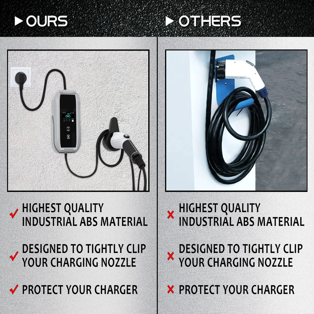 AD EV Electric Car Charging Cable Holder Hanger Wall Mounted Storage Type 2 Black Safe Wall Moun - Automotive LED Light