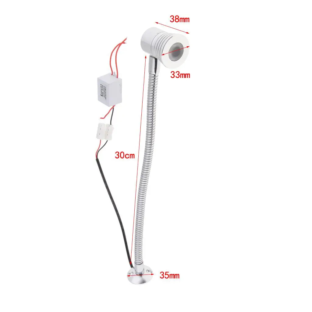 2W LED Bedside Desk Lamp Adjustable Gooseneck Reading Light Rust Resistant Lighting for Boat RV  - Automotive LED Light