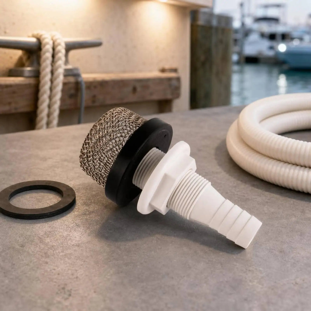Marine Live-Well Pump Inlet Filter Hose Barb Threaded Inlet Filter White Plastic - Automotive LED Light