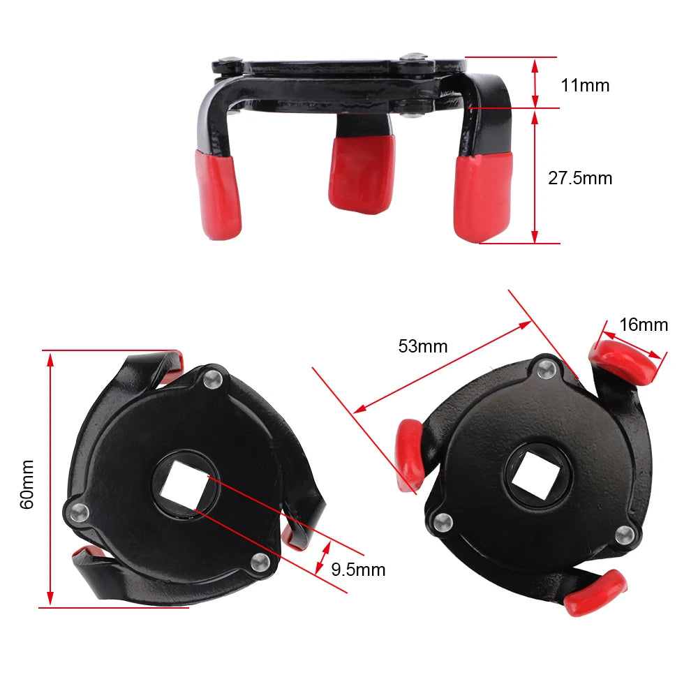 Car Oil Filter Wrench 3-Jaw Spanner Remover Repair Tools Oil Change Accessories Truck Trailer Of - Automotive LED Light