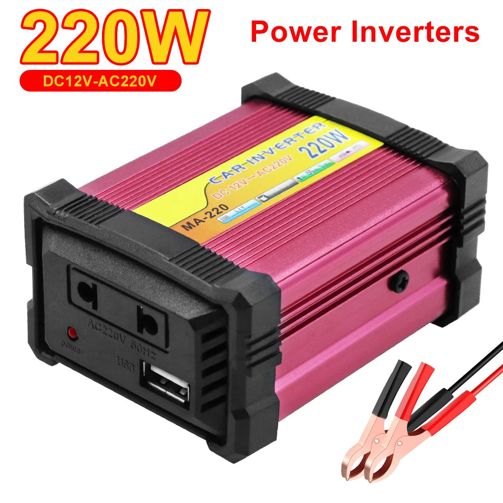 12V To 220V DC/AC Inverter Storage Batteries Inverter 220W Automobile Inverter Car Converter 1+1 - Automotive LED Light