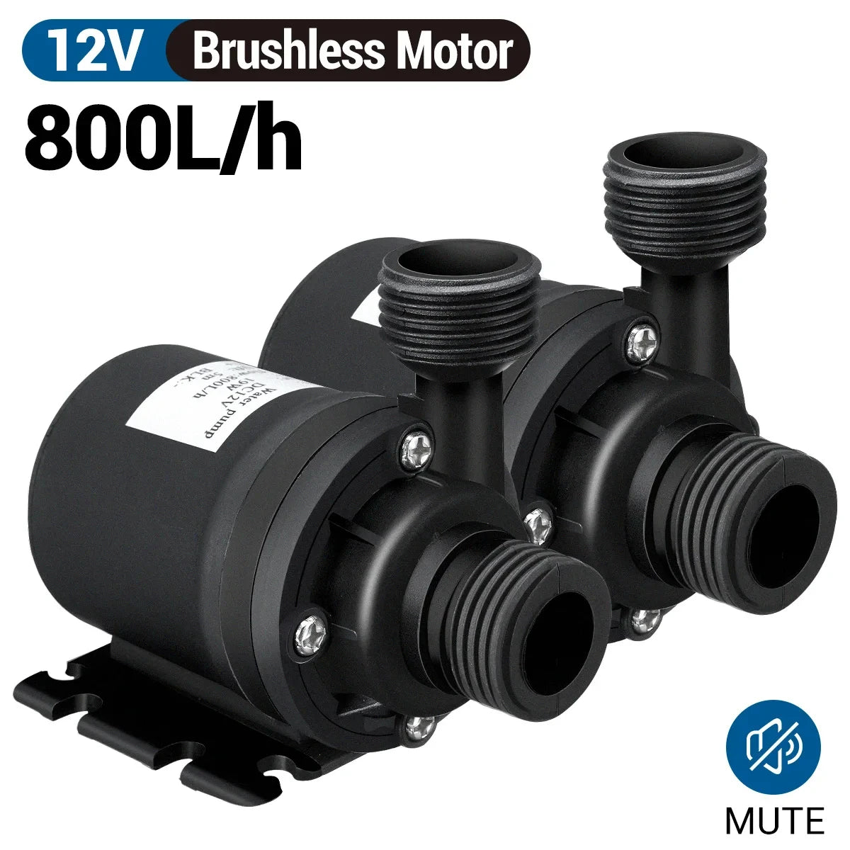 800L/H 12V DC 5M Submersible Hot Water Circulation Pump Solar Brushless Motor - Automotive LED Light