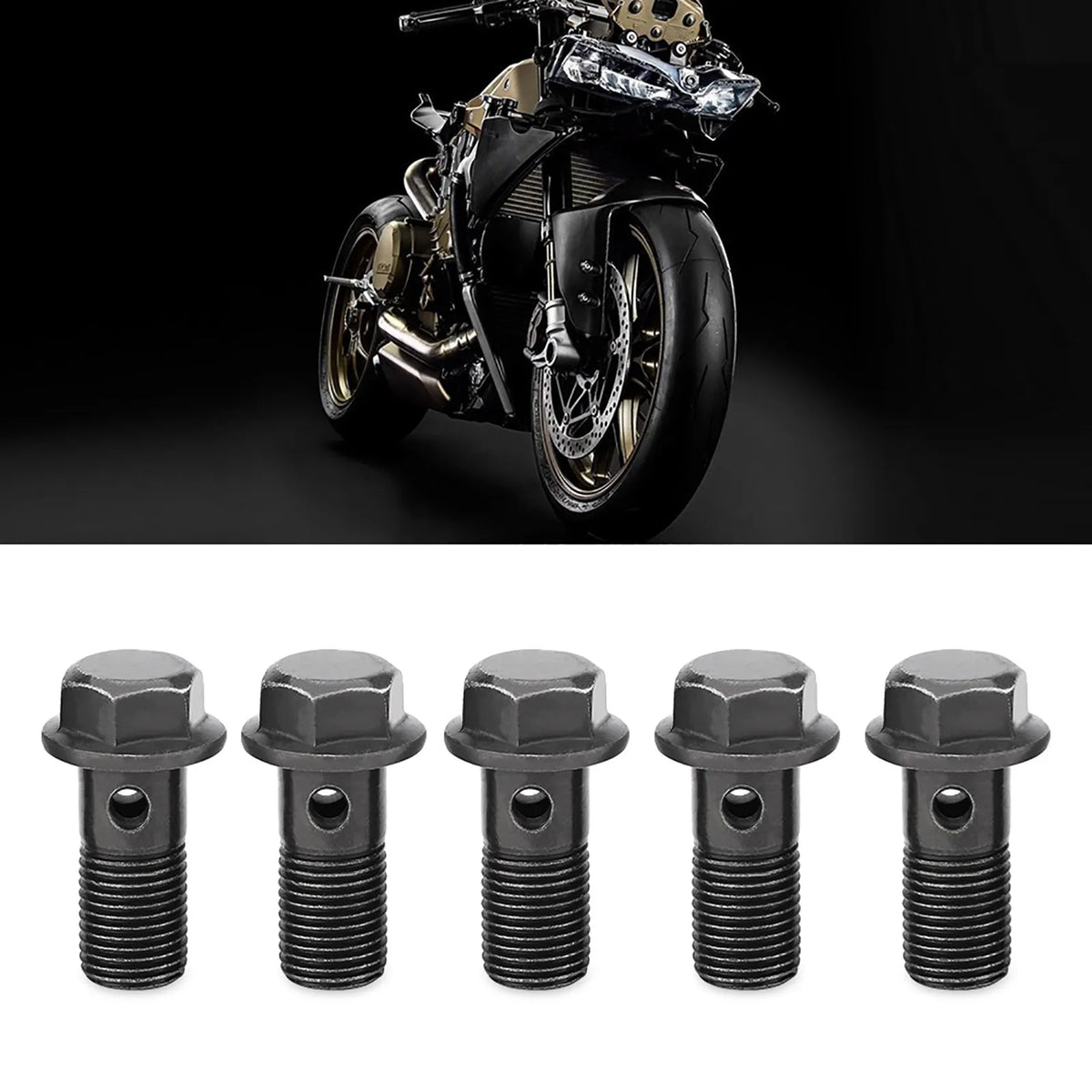 5PCS M10x1.25/M10 x1.0MM Motorcycle ATV Off-Road Scooter Stainless Brake Banjo Bolt Caliper Mast - Automotive LED Light