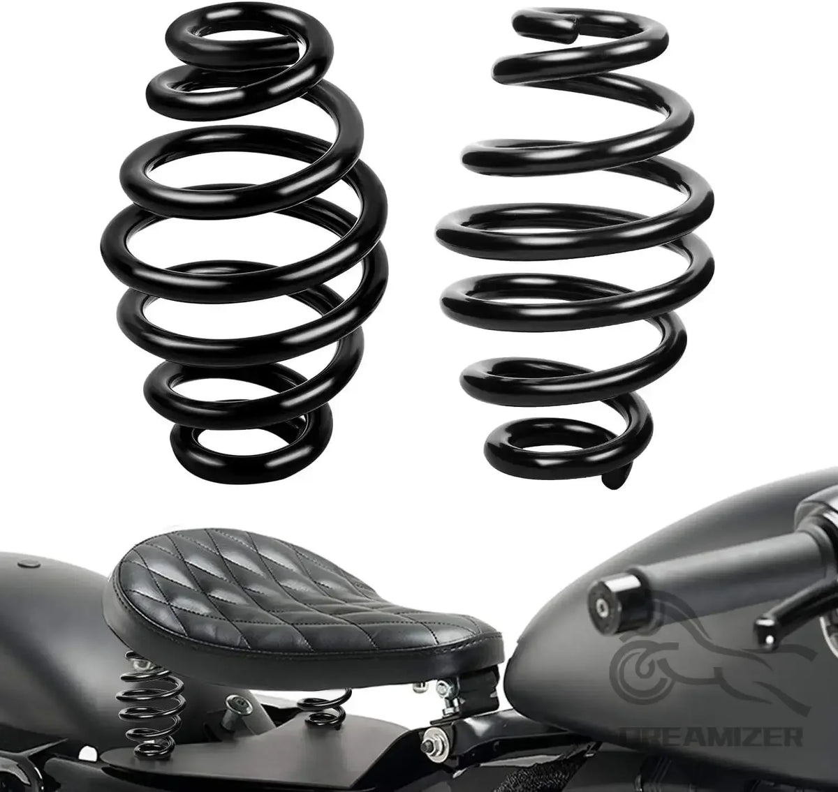 3" Universal Motorcycle Spiral Barrel Coiled Solo Seat Springs For Harley Chopper Bobber Softail - Automotive LED Light