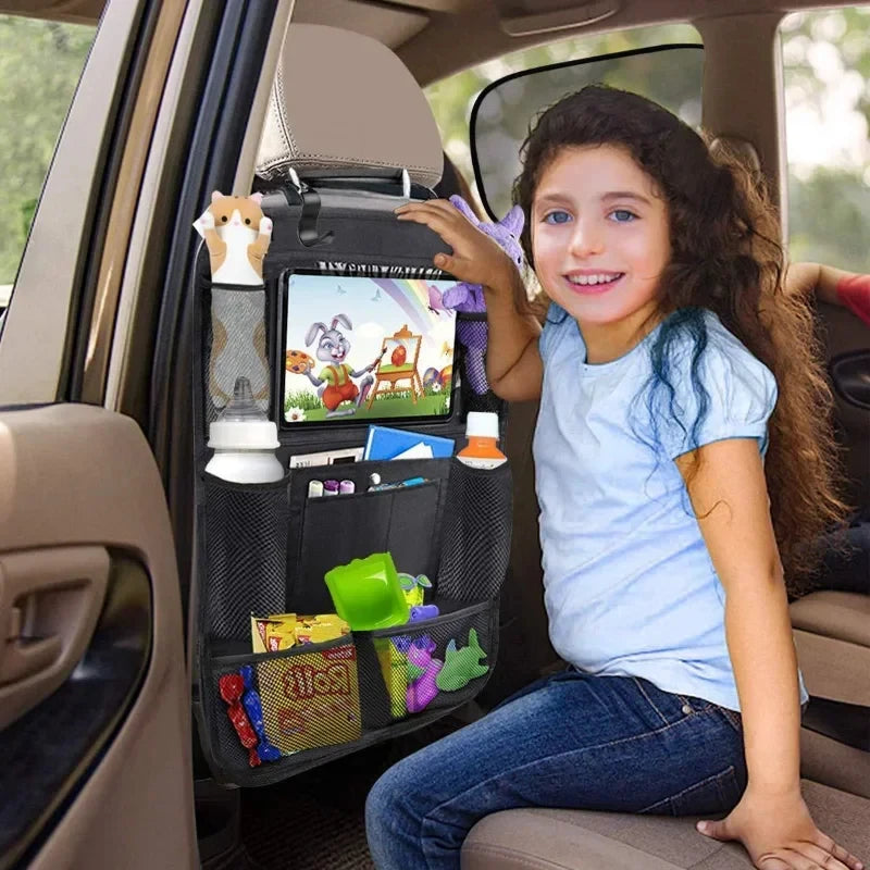 Car Seat Organizer Multifunctional Oxford Fabric Car Back Multi Pocket Storage Bag with Tablet H - Automotive LED Light