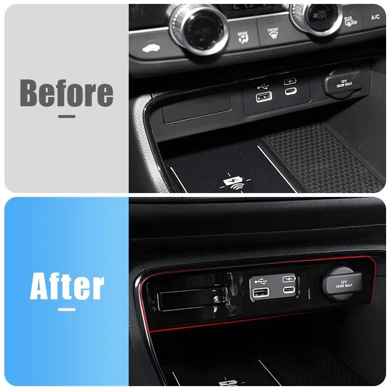 For Honda CRV 2023 2024 2025 CR-V 6th Gen Hybrid Car Central Control USB Port Trim Frame Cover A - Automotive LED Light
