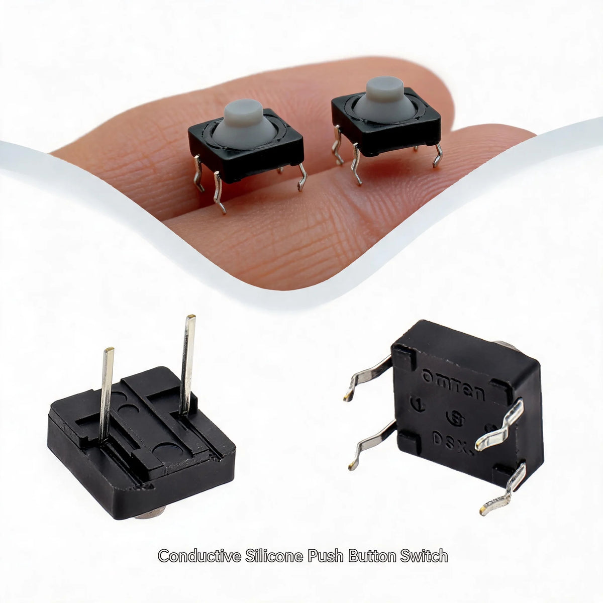 Two Pin Conductive Silicone Keypad Button 8x8x5mm Silent Touch Switch Silica Gel Button for Elec - Automotive LED Light