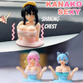 Sexy Kanako Chest Shaking Girls Car Ornaments Cartoon Kawaii Anime Statue Car Dashboard Sexy Dol - Automotive LED Light