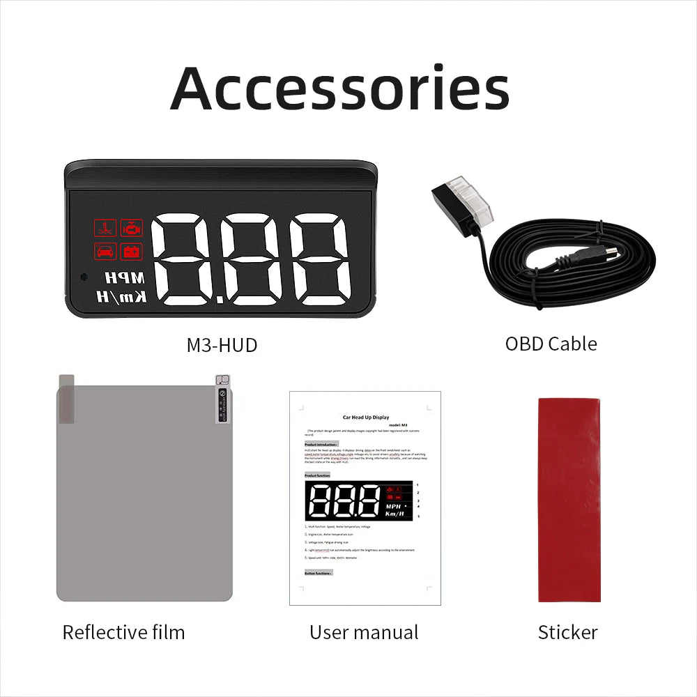 M3 HUD Obd2 Display On-board Computer Car Head-up display Windshield Big Font pr for M1 M3 - Automotive LED Light