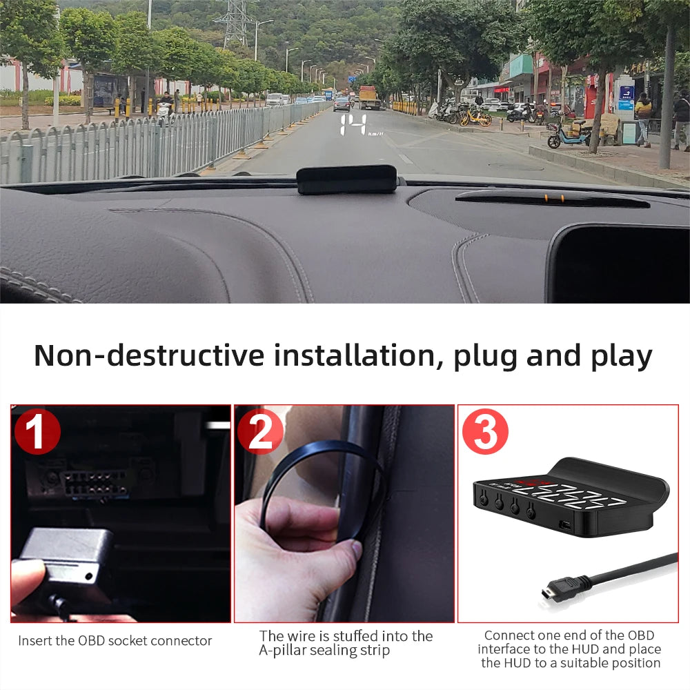 M3 HUD Obd2 Display On-board Computer Car Head-up display Windshield Big Font pr for M1 M3 - Automotive LED Light