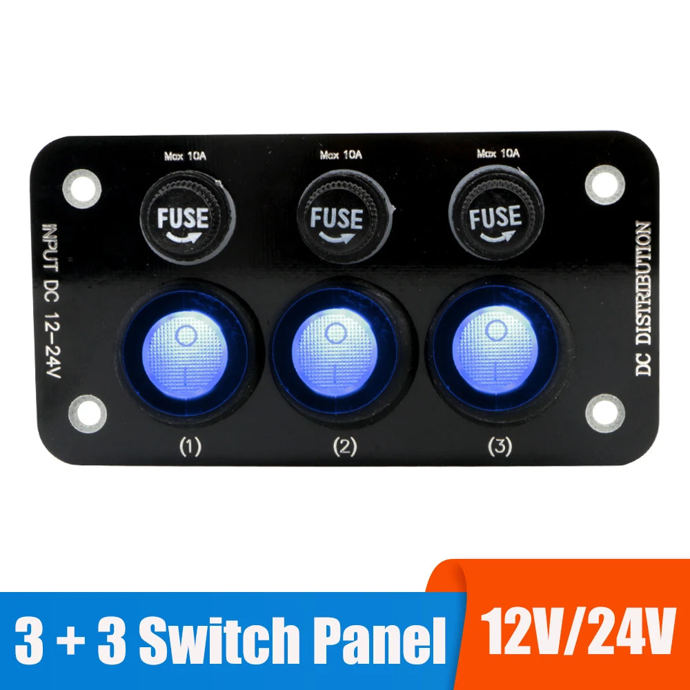 24V 12V Switch Panel LED Light Toggle Car Fuse Protection Automotive Accessories for Boat Marine - Automotive LED Light