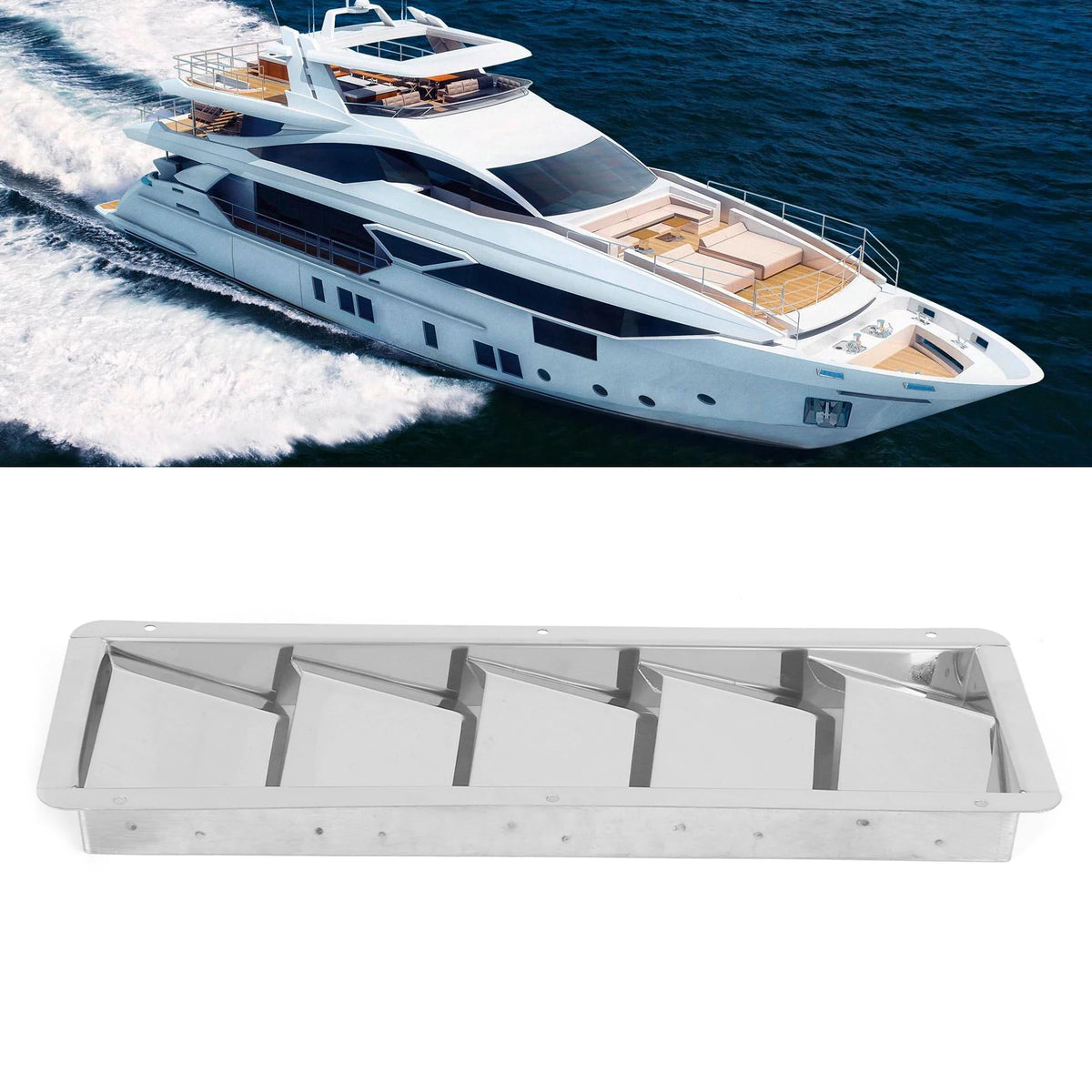 5 Slots Boat Louver Vent Rectangle Stainless Steel Durable Ventilation Grille Hardware Fitting B - Automotive LED Light