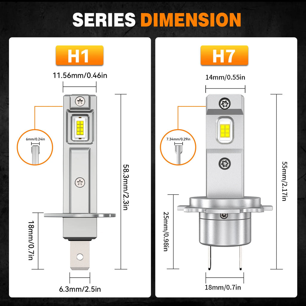 H1 H7 LED Headlight Bulb Mini 1700W 1800000LM CSP for Car Headlamp Fanless Light for Mini H1 H7 - Canbus LED Headlight B
