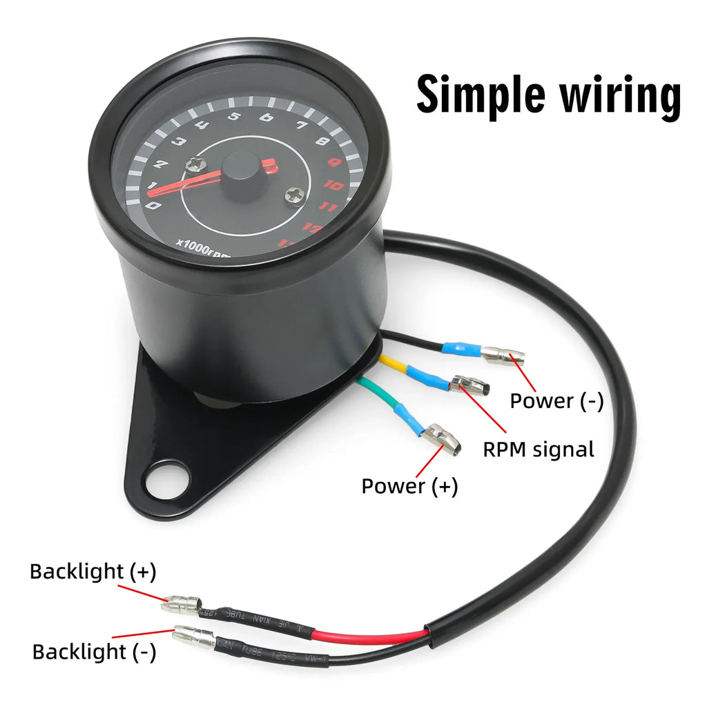AD Motorcycle Tachometer 13000 RPM Moto Parts Modified Odometer Motobike Accessory Machinery Tac - LED Motorcycle Light