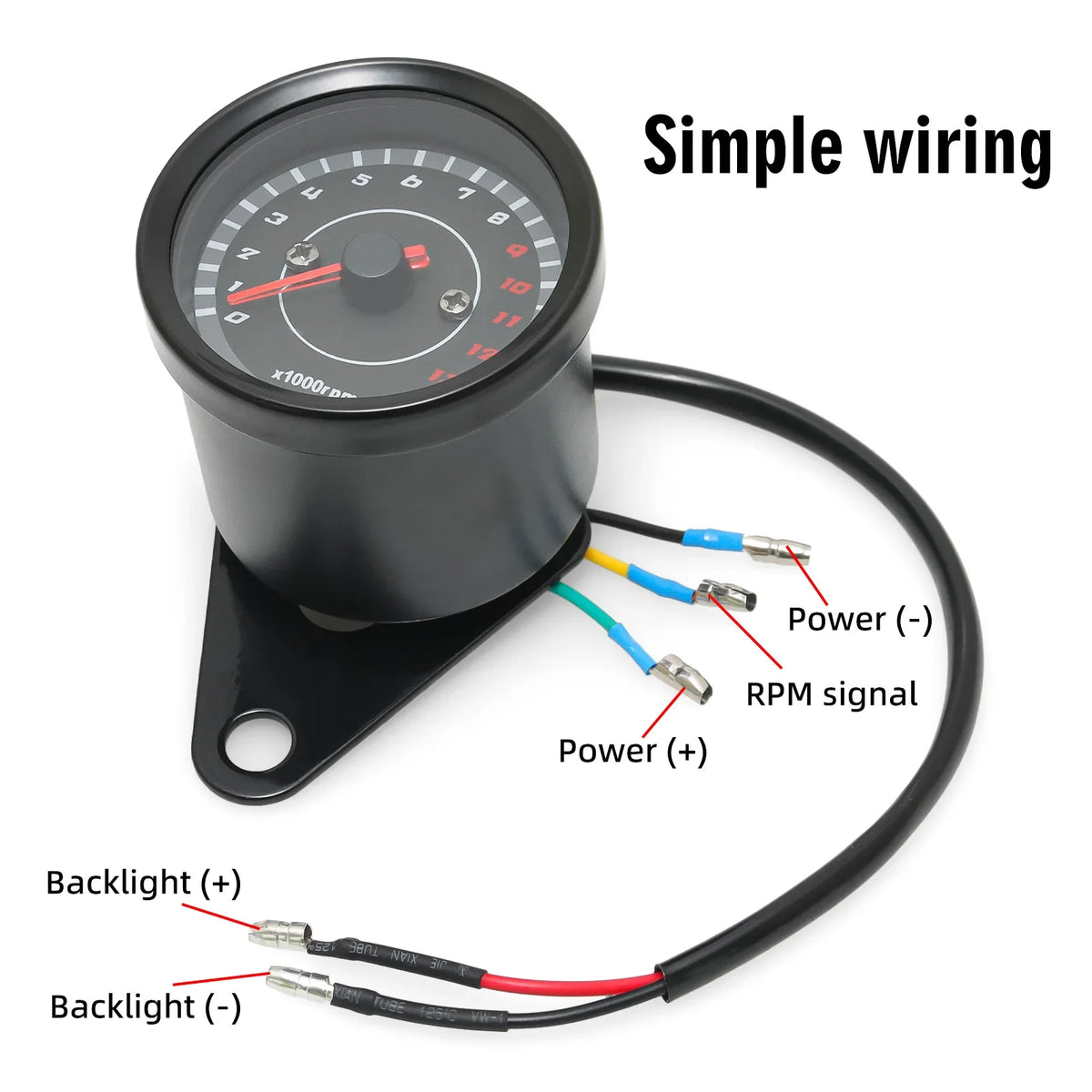 AD Motorcycle Tachometer 13000 RPM Moto Parts Modified Odometer Motobike Accessory Machinery Tac - LED Motorcycle Light