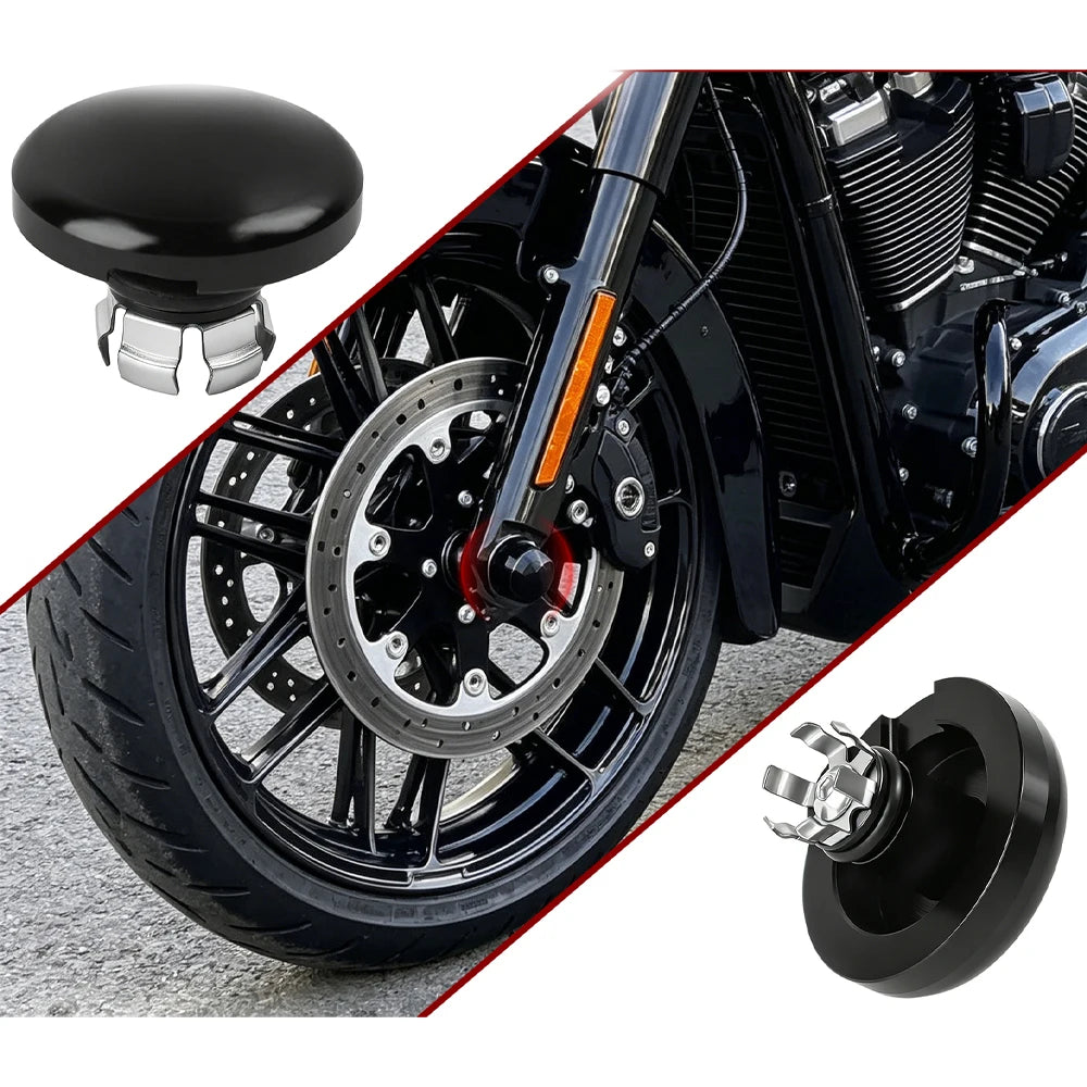 Gloss Black Front Axle Nut Covers Fit for Harley Touring Street Glide Road Glide for Models 2024-2025 - Automotive LED L