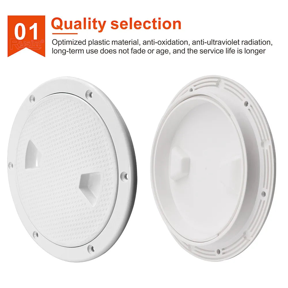 ABS Round Hatch Cover White 4' 6' 8' Deck Plate Non Slip Screw Out Deck Inspection Plate for Mar - Automotive LED Light