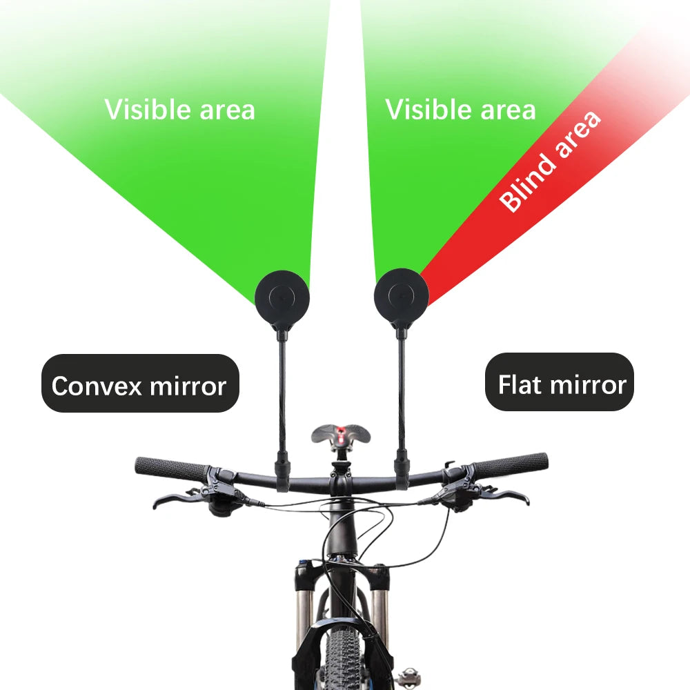 Motorcycle Rear View Mirrors Flexible Rod Universal Shockproof Convex Mirror Wide Angle Rearview - Automotive LED Light
