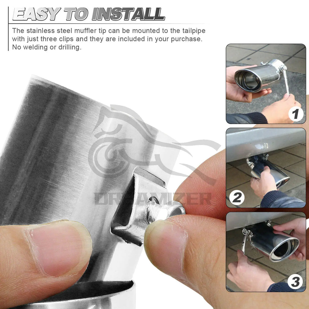 Auto Car Exhaust Pipe Tip Tail Muffler Stainless Steel Muffler Pipe Exhaust Tip Universal Car Ac - Automotive LED Light