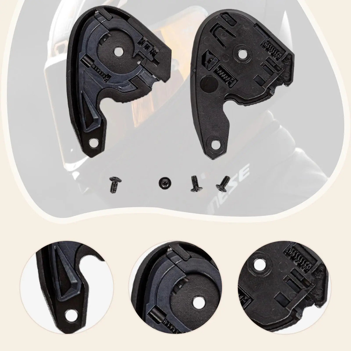 2 Pieces Motorcycle Helmet Lens Bases Spare Parts Utility Easy to Install Accessory Lens Base Pl - Automotive LED Light