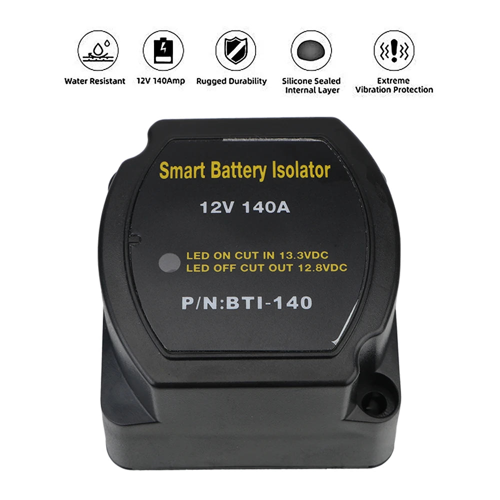 12V RV Battery Isolator Intelligent 140A Relay VSR Voltage Sensitive Splitter Charger Connector - Automotive LED Light