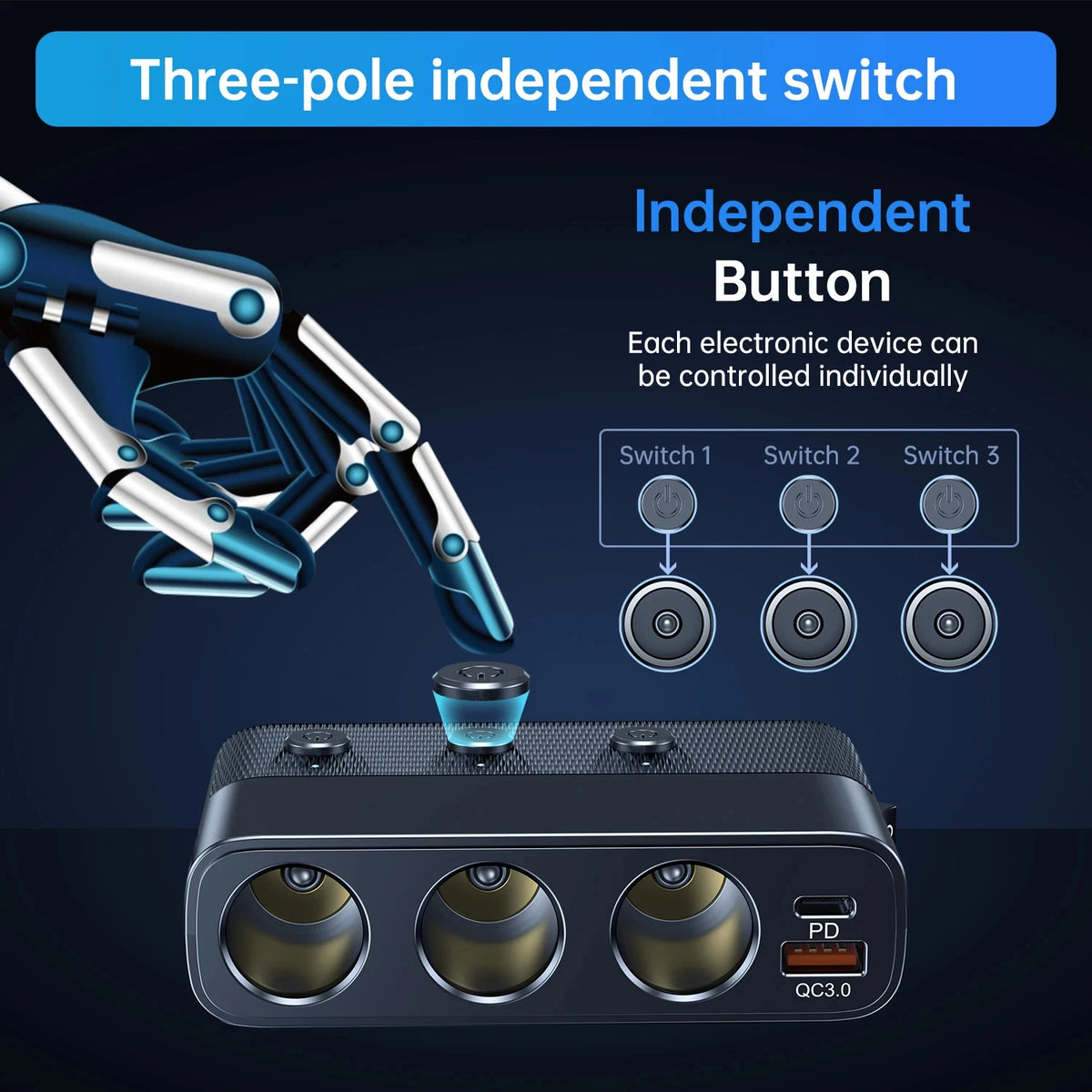 Multi-Function Car Charger 127W Super Flash Car Charger Cigarette Lighter Conversion Head Adapte - Automotive LED Light