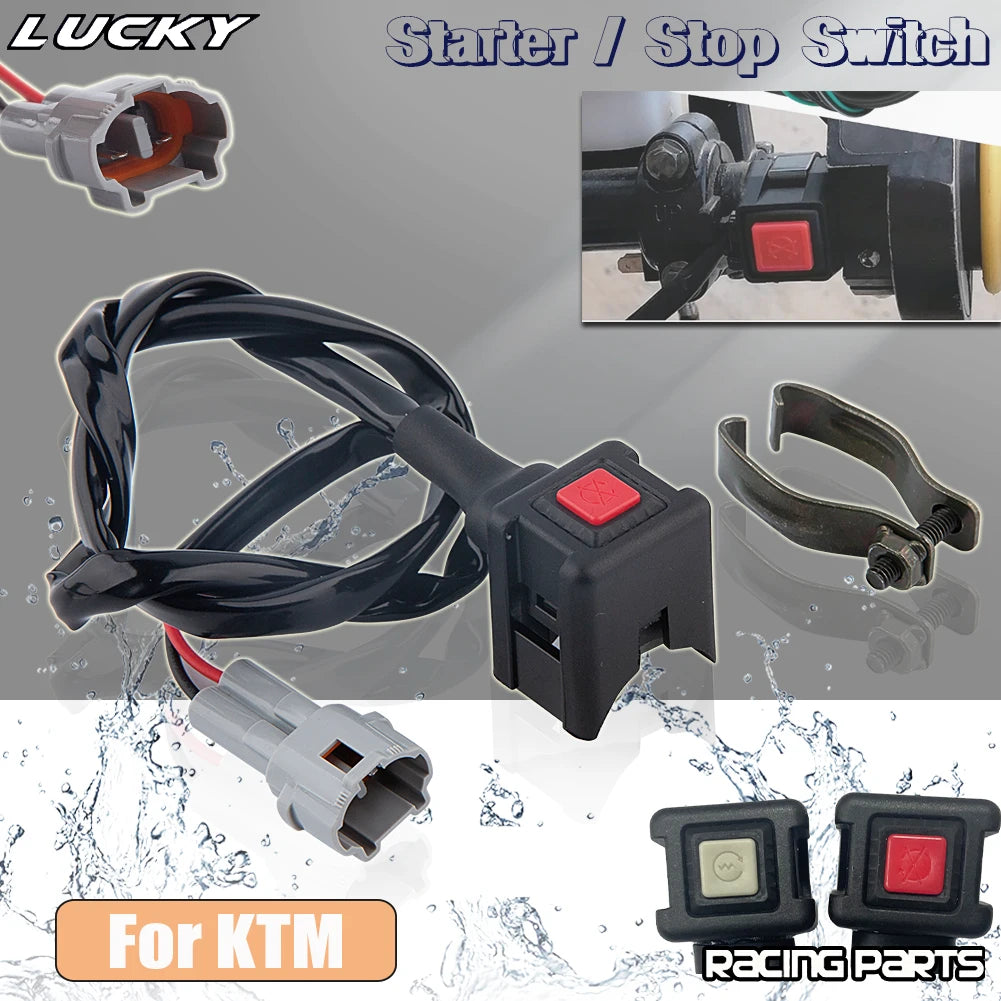 Universal Motorcycle Electric Flameout Starter Stop Button ON/OFF Kill Switch For KTM EXC-F SXF  - Automotive LED Light