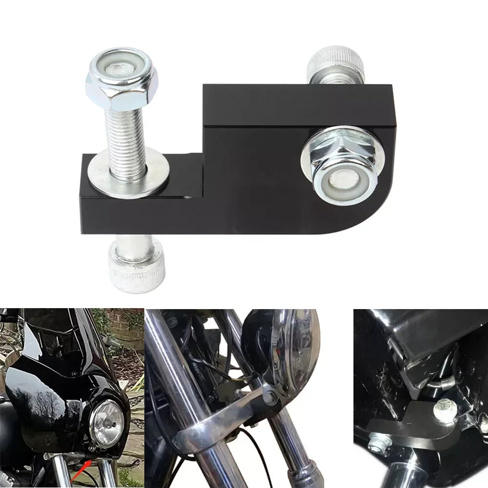Motorcycle Headlight Relocation Bracket Kit, Headlamp Extension Block For Harley Dyna Super Glid - LED Motorcycle Light
