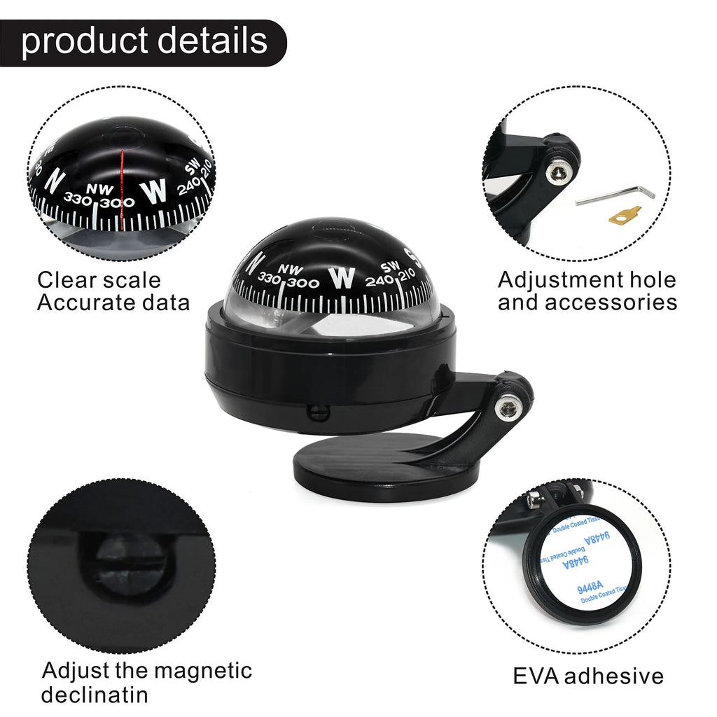 AD Multi-function Marine Voyager Navigation Compass Waterproof Digital Compass Fit for Car Water - Automotive LED Light