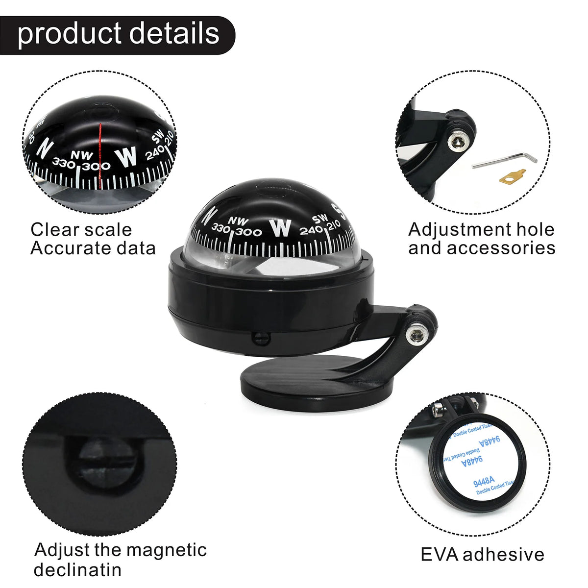 AD Multi-function Marine Voyager Navigation Compass Waterproof Digital Compass Fit for Car Water - Automotive LED Light