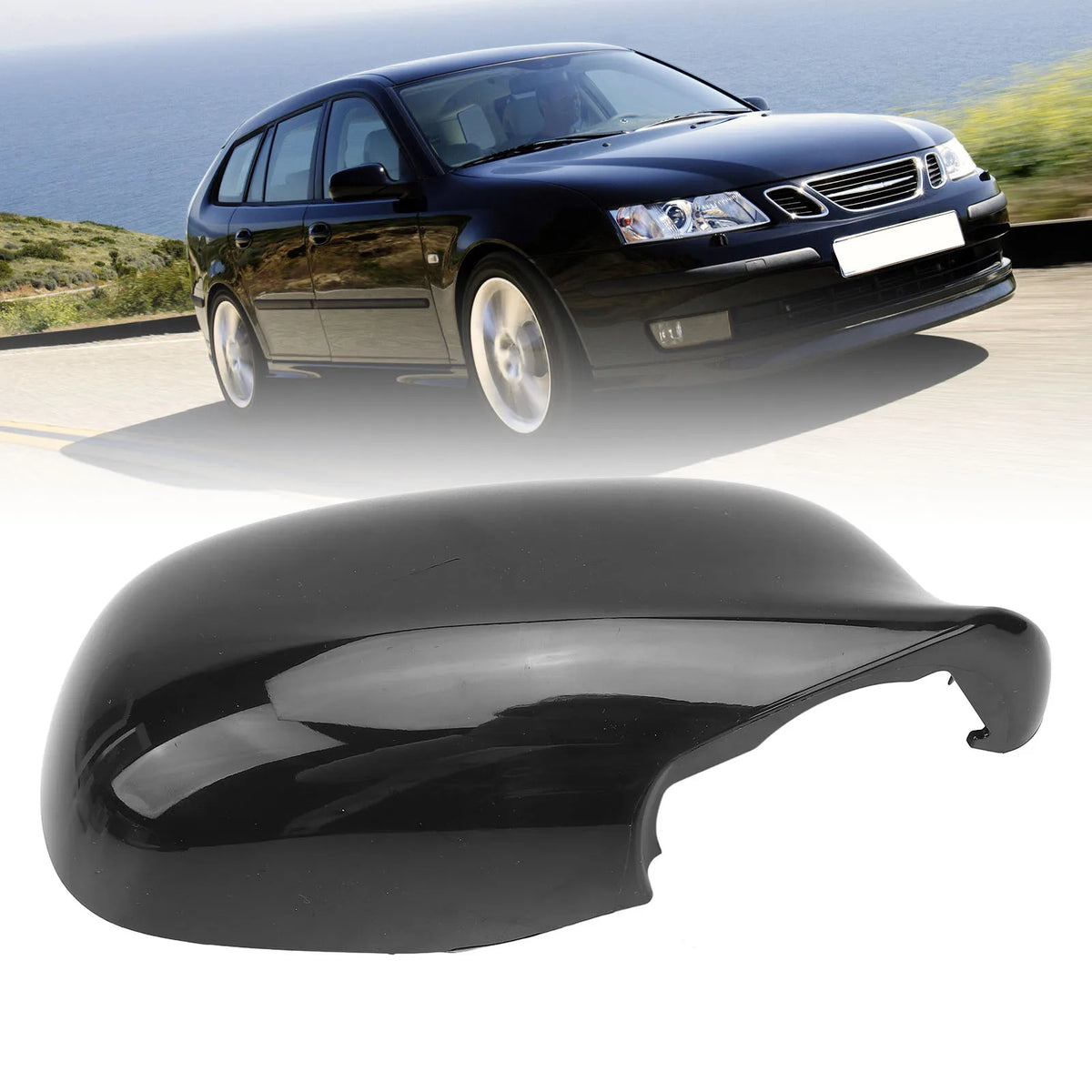 1Pc Car Mirror Cover Stylish Exterior Rear View Mirror Housing Glossy Black Door Wing Mirror Cap - Automotive LED Light