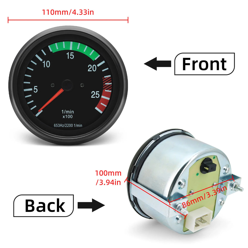 Auto Meter Instrument Cluster 24V 110MM Tachometer 2500 RPM Meter Heavy Truck Gauge for Mercedes - Automotive LED Light