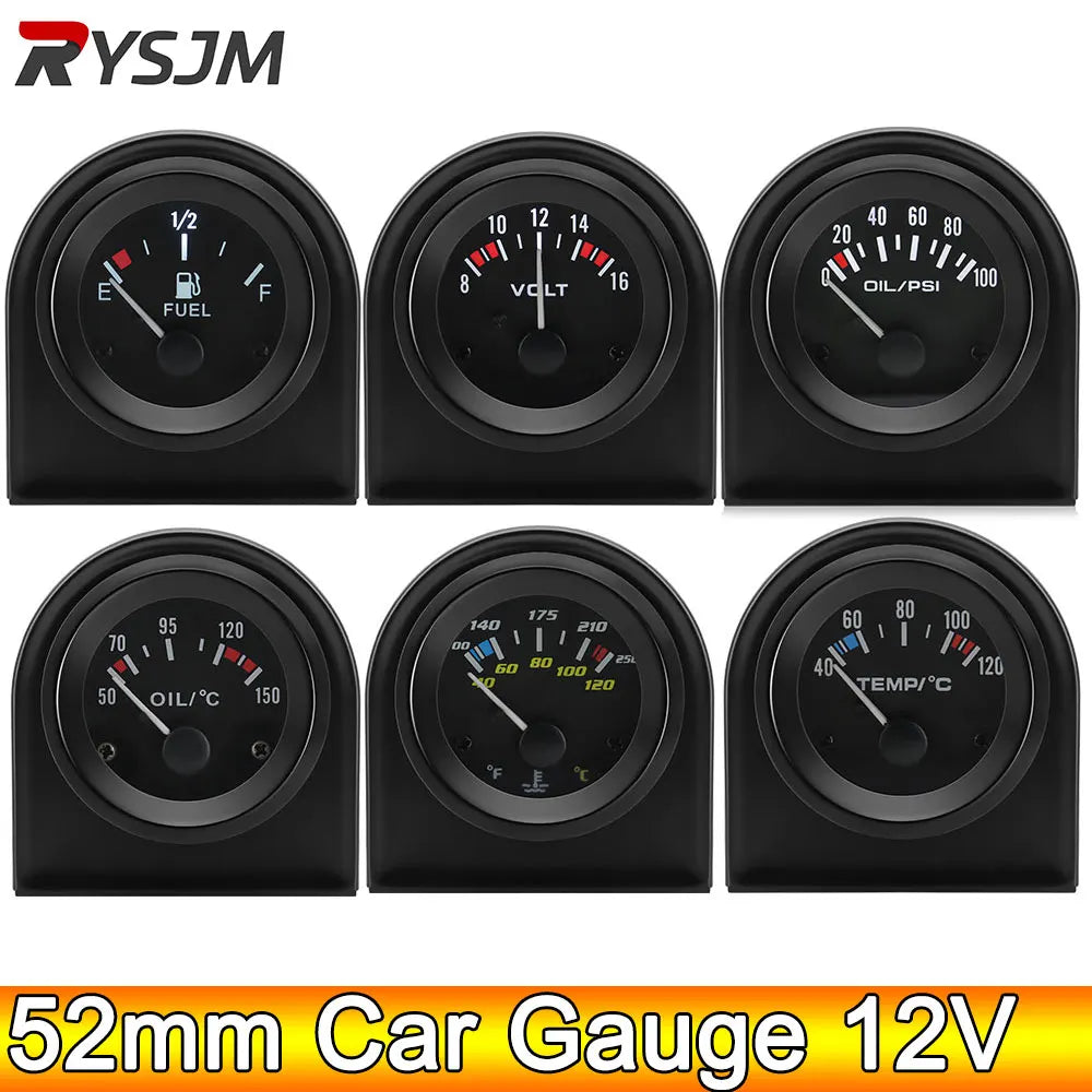 AD 52mm Oil Pressure Gauge with Oil Press Sensor 1/8NPT 100 PSI 12V Car Water Temp Oil Temperatu - Automotive LED Light