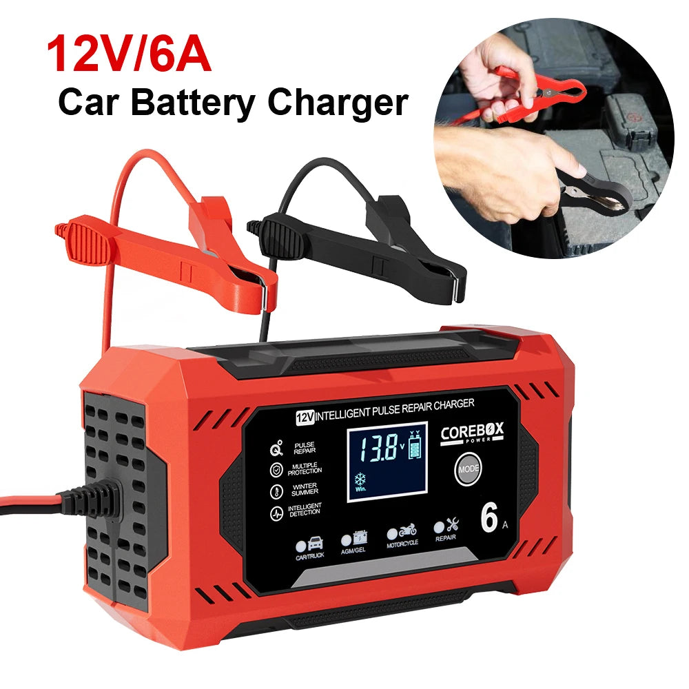 6A 12V Household Storage Battery Chargers For AGM Gel Lead Acid Batteries Charging Intelligent P - Automotive LED Light