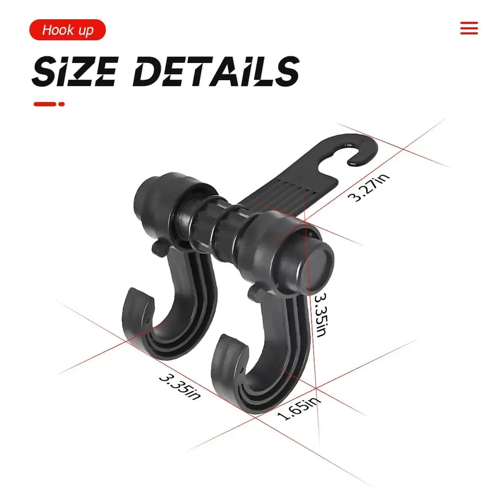 2/4Pcs Universal Car Hook Seat Multifunctional Car Backrest Storage Hook 360° Rotating Storage D - Automotive LED Light