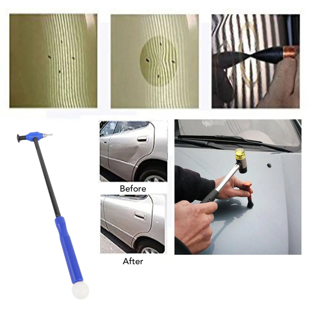 Auto Body Hammer Tools Set Paintless Dent Repair Leveling Hammer with 6 Replacement Heads for Ca - Automotive LED Light