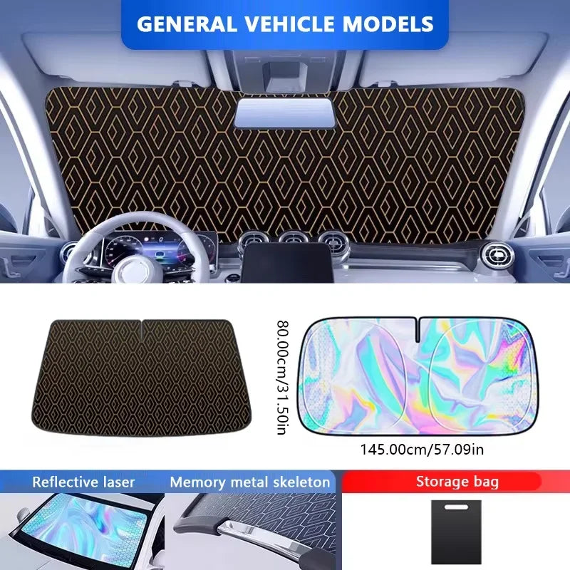 5-Layer Foldable Car Windshield Sun Shade Cover Thick Front Window UV Reflective Sunshade Curtai - Automotive LED Light