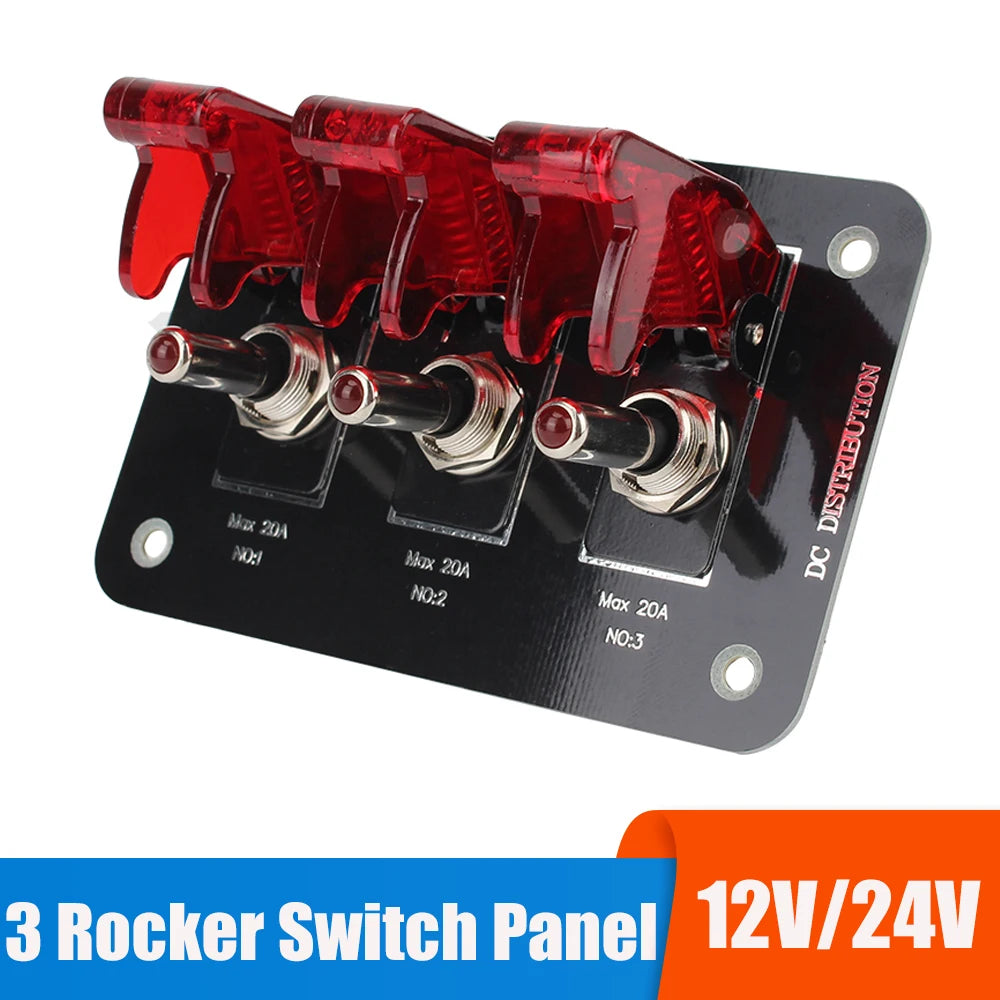 24V 12V Switch Panel Racing Car Starter Ignition Start Button Light Toggle Rocker 20A Fuse Acces - Automotive LED Light