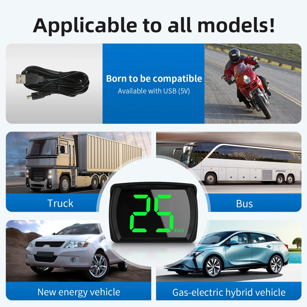 Y03 GPS Head Up Display Car Speedometer Universal GPS For HUD Big Font Digital Speed Gauge KMH M - Automotive LED Light