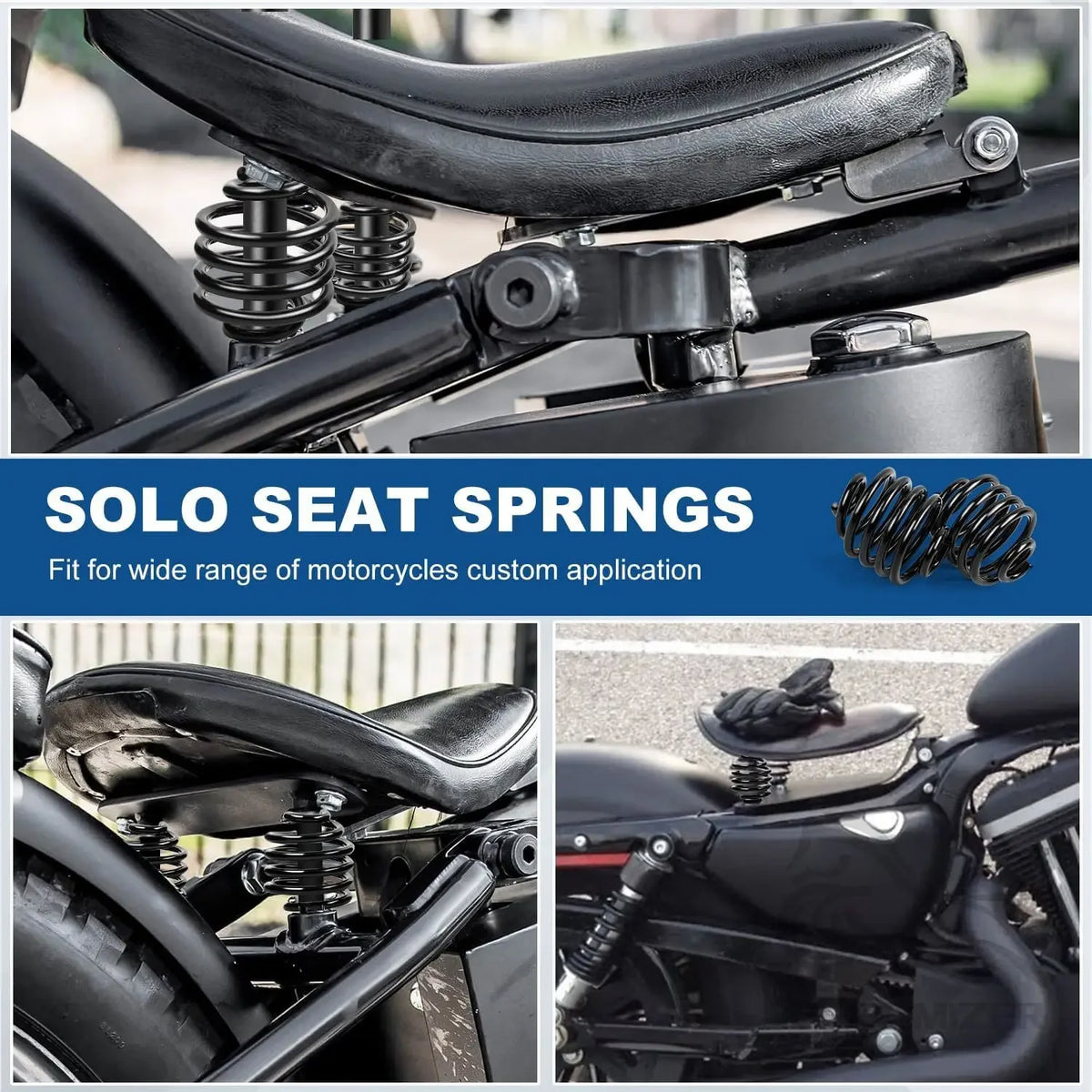 Black Solo Seat Springs Fit for Harley Davidson Chopper Bobber Softail Sportster - Automotive LED Light