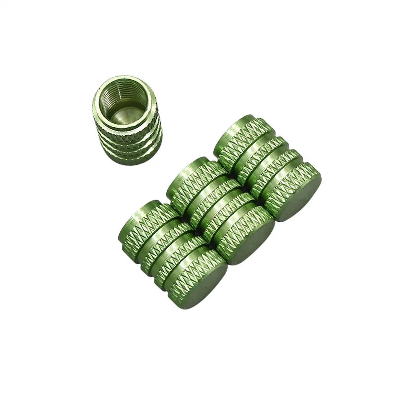 4Pcs Silver Car Tire Valve Stems Cap Knurling Style Tire Valve Cap Aluminum Tire Wheel Stem Air  - Automotive LED Light