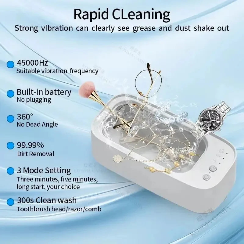 Contact Lens Ultrasonic Cleaner Glasses Cleaning Machine Vibrating Electric 3 Speed Jewelry Watc - Automotive LED Light