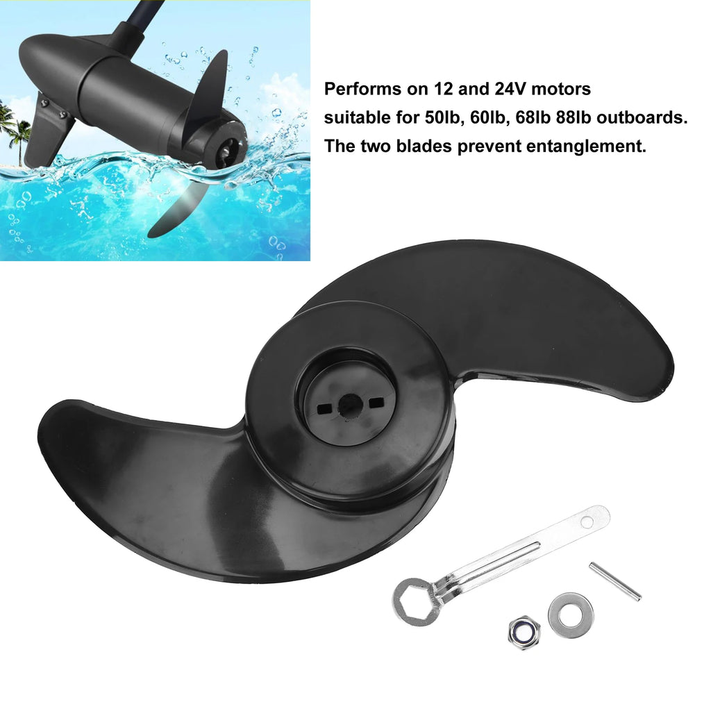 2 Blades Boat Propeller Kit Electric Trolling Motor Parts for 50lb 60lb 68lb 88lb Outboard 12V 2 - Automotive LED Light
