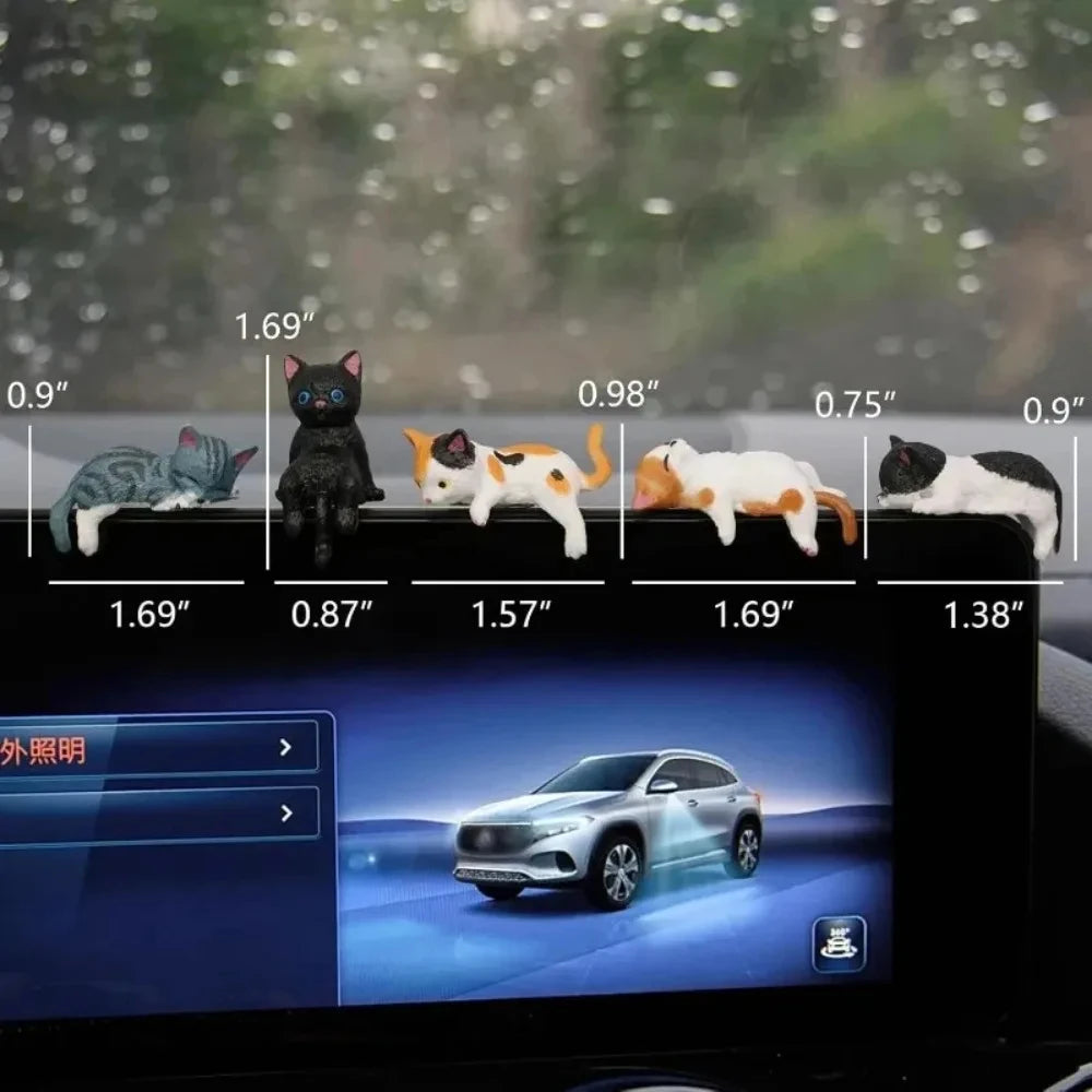 5 pieces of mini cartoon cat car decorations, cute cat images used for edge decoration of car sc - Automotive LED Light