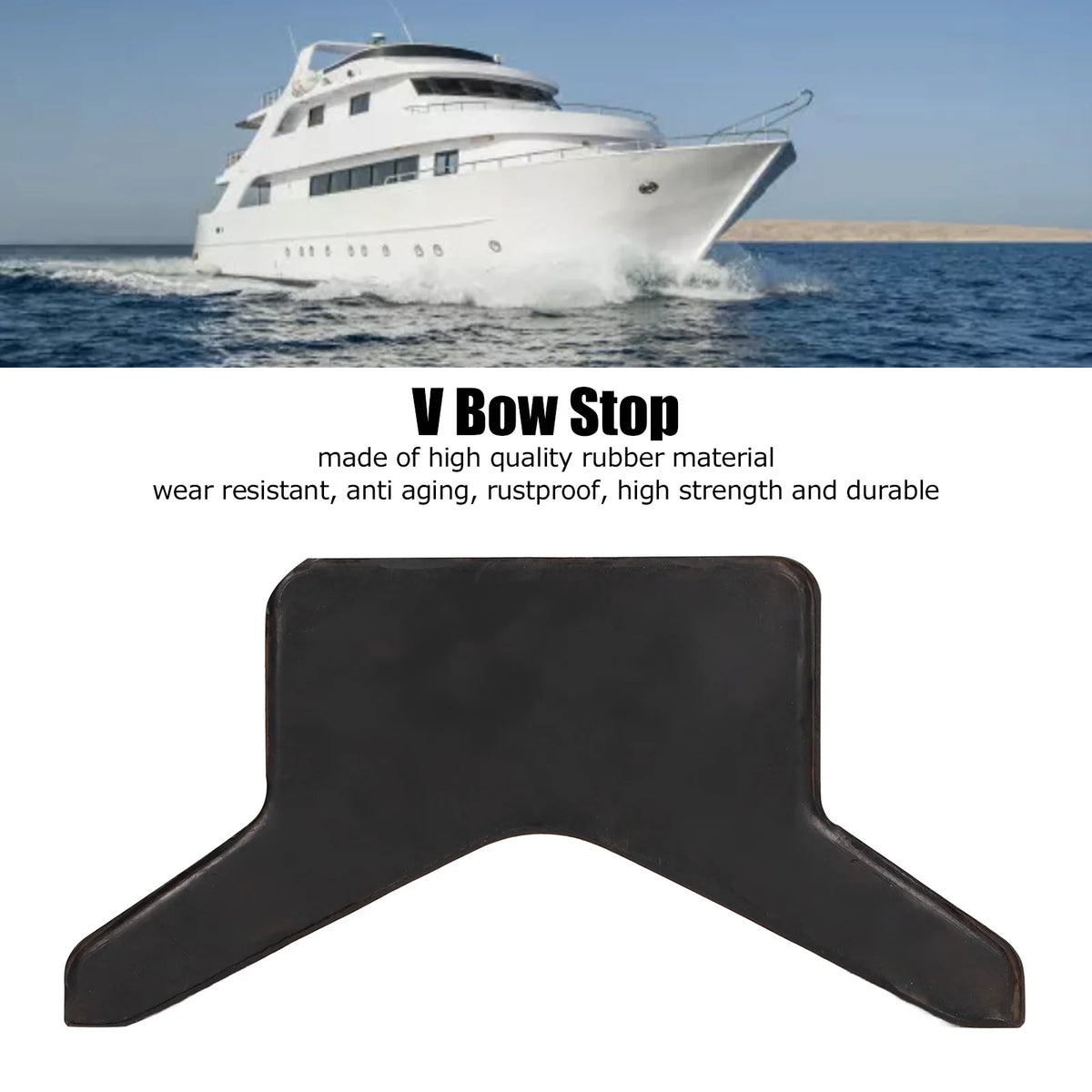 4inch Universal Rubber Bow Stop Professional Boat V Block Black for Yachts Trailers Caravans Acc - Automotive LED Light