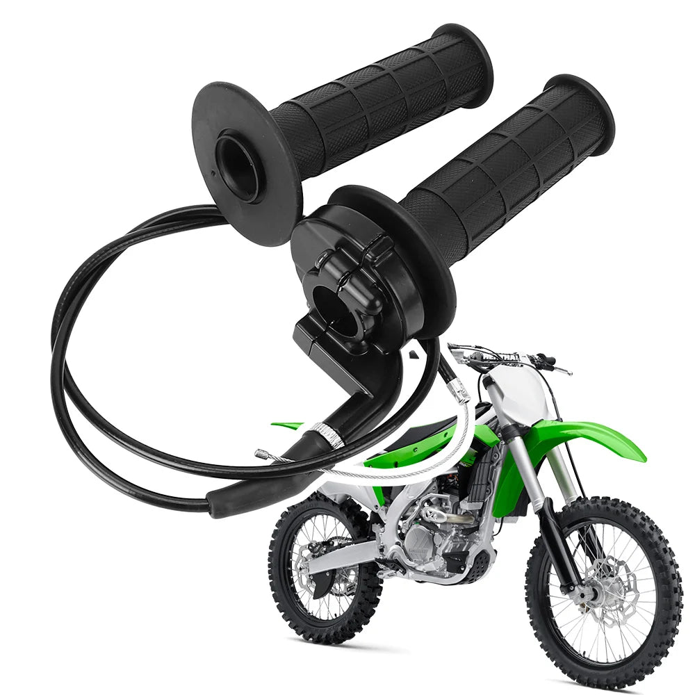 7/8" 22mm Motorcycle Grips Throttle Accelerator Universal Handle Grips and Cable Set Handle Bar  - Automotive LED Light