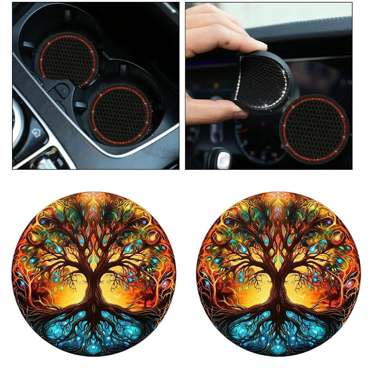 2 Pieces Generic Car Coasters for Cup Holders Simple to Install Modern Easy to Clean Anti Slip M - Automotive LED Light