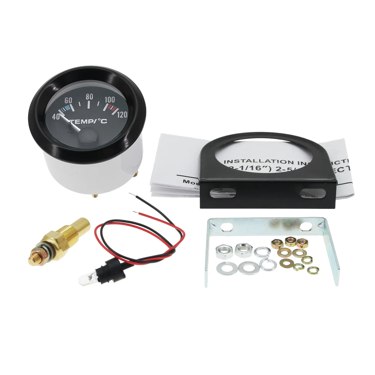 Auto Temperature Meter with Sensor 1/8 NPT 52mm LED Digital Oil /Water Temp Indicator PSI Oil Pr - Automotive LED Light